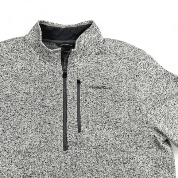 Eddie Bauer Sweater Heather Gray Fleece 1/4 Quarter Zip Thermal Size 2XB - Picture 2 of 4